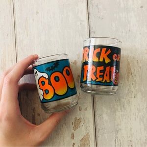 Vintage Halloween Glass Tea Light Holders